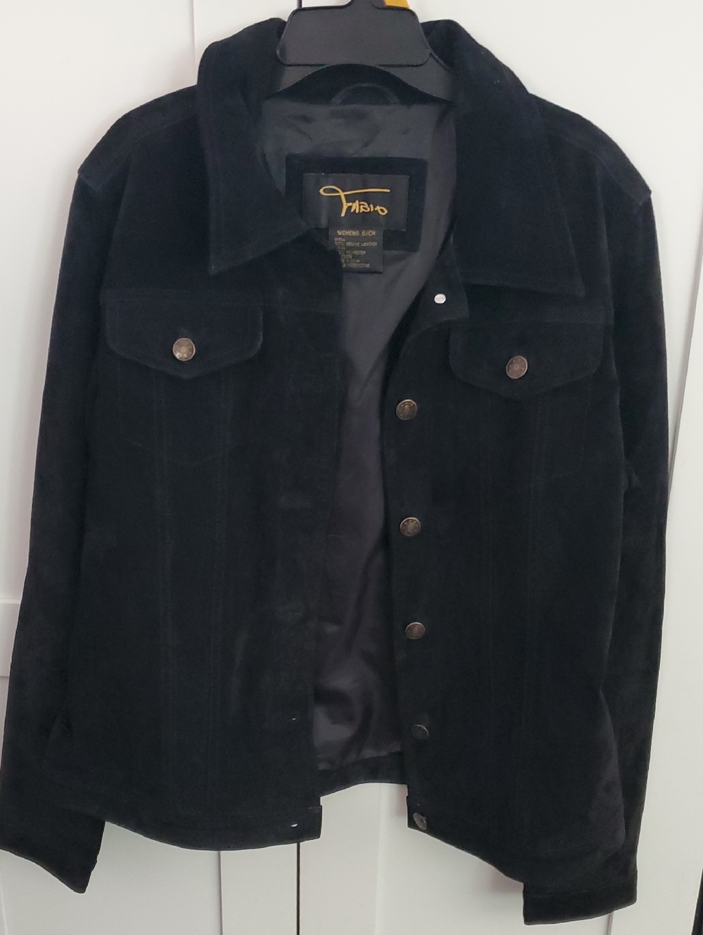 Fabio Black Suede Women's Jacket - Classic Button-Front Coat